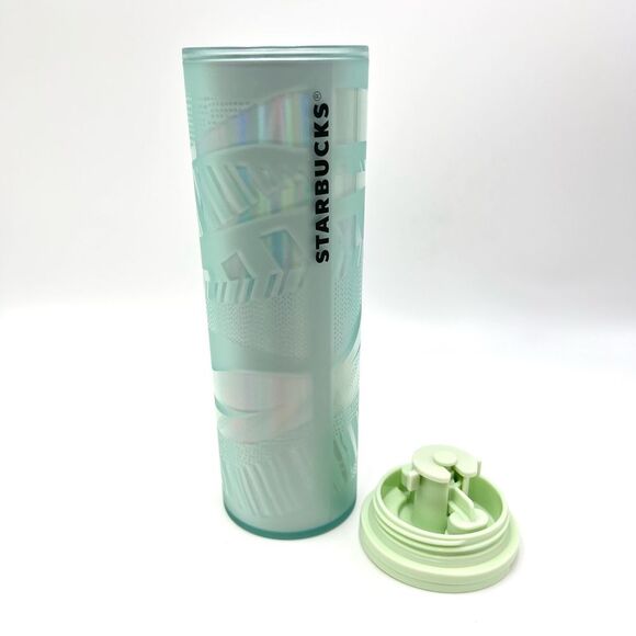 NEW Starbucks‎ LIMITED EDITION Mint Green Ribbon Swirl 16 OZ Insulated Tumbler - Picture 6 of 10